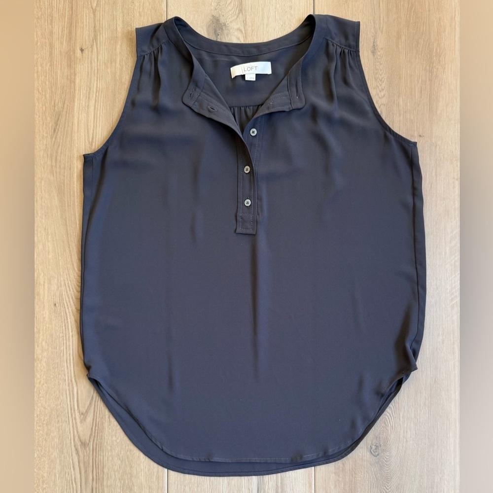 LOFT Dark Gray Sleeveless Blouse Size S